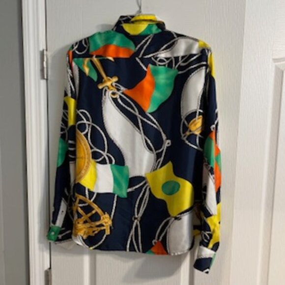 Rare Vintage Lauren Ralph Lauren 90's 100% Silk Shirt Blouse Button Down 10 - Picture 2 of 15